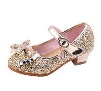 FGUUTYM Scarpe da sera con glitter per bambini eleganti scarpe da principessa ballerina scarpe con paillettes dolce fiocco per bambini tacco paillettes cristallo principesse scarpe primavera ed estate
