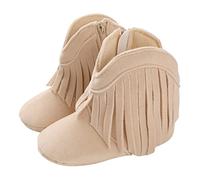 FGUUTYM Stivaletti invernali per bambini e ragazze, piatti, antiscivolo, comodi, in tinta unita, con chiusura lampo laterale, nappa, primi passi, a, 19 EU