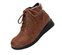 FGUUTYM Stivali corti da cowboy, con lacci, stile retrò, stivaletti da donna, per autunno e inverno, da donna, in pelle PU, per rinascimento, a mezza altezza, giallo., 39 EU