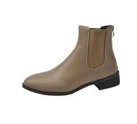 FGUUTYM Stivali corti da cowboy, da donna, con tacco a blocco, per autunno e inverno, per le mezze stagioni, cachi, 42 EU