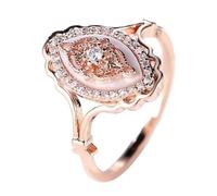 FGUUTYM Tone Rings For Women Rose Gold Cut White Cubic Zirconia Bridal Engagement Jewelry O Anelli Set di guarnizioni piatte, E, Acciaio inossidabile, Nessuna pietra preziosa