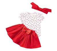 FGUUTYM Valentine's Day New Girl's Clothes Love Fly Sleeved Hairdresser Bustier Headband Cute Three Piece Set Tuta Sportiva Bambina 140, Colore: rosso, 6-9 Monate