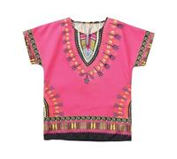 FGUUTYM Vestito Africano Unisex 2-7 Anni Bambini Unisex Dashiki Camicia Casual Manica Corta Top Tradizionale con Stampa Africana Etnica Caftano Camicia Etnica Caftano Abbigliamento Bambini, Rosa