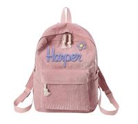 FGUUTYM Zaino personalizzato per ragazze e ragazze, borsa per la scuola tessuta in corda di cotone, borsa per la scuola dell'alfabeto e Deutet zaino per bambini asilo (rosa, B)