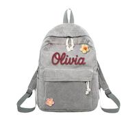 FGUUTYM Zaino personalizzato per ragazze e ragazze, borsa per la scuola tessuta in corda di cotone, borsa per la scuola dell'alfabeto per bambini e Deutet (Grey, B)