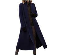 FGVFCS Giacche lunghe per le donne UK Trench cappotti di lana Plus Size Manica lunga Cappotti lunghi Elegante tinta unita Giacca invernale Termica Spessa Cappotto Donna Comodo Outwear, 01 blu., 5XL