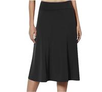 FGVFCS Gonne midi da donna UK con elastico in vita gonna a pieghe da donna gonna a pieghe una linea midi lunghezza al ginocchio in jersey abito a matita abiti casual estivi swing sottogonne per