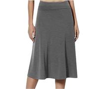 FGVFCS Gonne midi da donna UK con elastico in vita gonna a pieghe da donna gonna a pieghe una linea midi lunghezza al ginocchio in jersey abito a matita abiti casual estivi swing sottogonne per