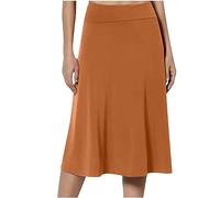 FGVFCS Gonne midi da donna UK con elastico in vita gonna a pieghe da donna gonna a pieghe una linea midi lunghezza al ginocchio in jersey abito a matita abiti casual estivi swing sottogonne per