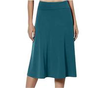 FGVFCS Gonne midi da donna UK con elastico in vita gonna a pieghe da donna gonna a pieghe una linea midi lunghezza al ginocchio in jersey abito a matita abiti casual estivi swing sottogonne per