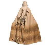 Fgwaauh Due giraffe che corrono sulla sterile mantello unisex costume con cappuccio lunghezza intera mantello Halloween costumi cosplay accappatoio con cappuccio