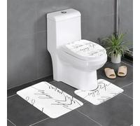 Fgwaauh Enjoy Life - Set di 3 tappetini da bagno con testo nero scritto a mano, antiscivolo, morbidi, a forma di U, per bagno, vasca, doccia