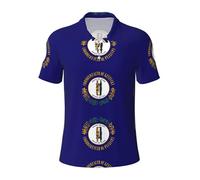 Fgwaauh Kentucky State Flag Golf Shirt da uomo Dry Fit Performance Polo a maniche corte con colletto, Nero , 3XL