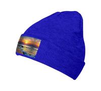 Fgwaauh Last Sun Rays of Over The Sea Waves Berretto invernale lavorato a maglia per uomo e donna, berretto caldo berretto morbido caldo cappelli da sci unisex, Blu, Taglia unica