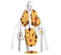 Fgwaauh Mantello da 147,3 cm con cappuccio, 3 biscotti con gocce di cioccolato con diverse espressioni, mantello unisex con cappuccio a lunghezza intera, per feste di Halloween, cosplay, costume