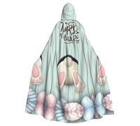 Fgwaauh Mantello da 147,3 cm con cappuccio, adorabile coniglio pasquale colori uova coniglietto unisex mantello con cappuccio intero per feste di Halloween Cosplay costume mantello