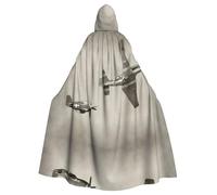 Fgwaauh Mantello da 147,3 cm con cappuccio, aeroplano della Seconda Guerra Mondiale della Seconda Guerra Mondiale, Mantello con cappuccio unisex a lunghezza intera con cappuccio Mantello per Halloween