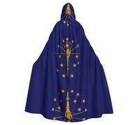 Fgwaauh Mantello da 147,3 cm con cappuccio, bandiera dello stato dell'Indiana, unisex, mantello con cappuccio, mantello per feste di Halloween, cosplay, costume