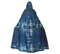 Fgwaauh Mantello da 147,3 cm con cappuccio, bella città di notte, unisex, a lunghezza intera, mantello con cappuccio, per feste di Halloween e cosplay