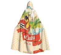 Fgwaauh Mantello da 147,3 cm con cappuccio, donna sorridente sulle palme delle auto classiche unisex a lunghezza intera con cappuccio, mantello per feste di Halloween e cosplay