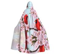 Fgwaauh Mantello da 147,3 cm con cappuccio, mantello rosso con ramo di uccellino, unisex, a lunghezza intera, mantello con cappuccio, per feste di Halloween, cosplay, costume