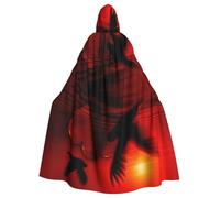 Fgwaauh Mantello da 147,3 cm con cappuccio, motivo: uccellino, amore, cuore, unisex, a lunghezza intera, mantello con cappuccio, per feste di Halloween e cosplay