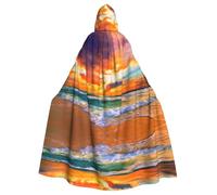 Fgwaauh Mantello da 147,3 cm con cappuccio, oceano, arcobaleno, spiaggia, tramonto o alba, mantello unisex con cappuccio, mantello con cappuccio, per feste di Halloween, cosplay, costume