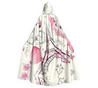 Fgwaauh Mantello da 147,3 cm con cappuccio, romantica Torre Eiffel di Parigi, unisex, mantello con cappuccio a lunghezza intera, per feste di Halloween e cosplay