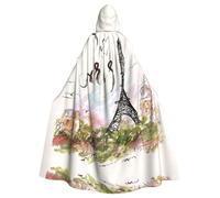 Fgwaauh Mantello da 147,3 cm con cappuccio, Torre Eiffel di Parigi, unisex, a lunghezza intera, mantello con cappuccio, per feste di Halloween, cosplay, costume
