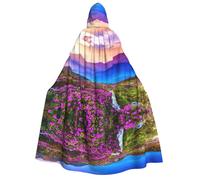 Fgwaauh Mantello da montagna con paesaggio floreale unisex con cappuccio a lunghezza intera mantello di Halloween costumi cosplay con cappuccio Robe