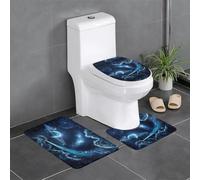 Fgwaauh Moon, set di 3 tappetini da bagno con stelle e pianeti, antiscivolo, morbidi, a forma di U, per bagno, vasca, doccia