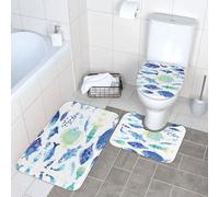 Fgwaauh Ocean Life - Set di 3 tappetini da bagno a forma di U, tappetino e copriwater