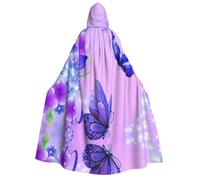 Fgwaauh Purple Butterfly.1 - Mantello unisex con cappuccio, a lunghezza intera, per Halloween, cosplay, accappatoio con cappuccio