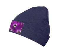 Fgwaauh Purple Butterfly.11 - Berretto invernale lavorato a maglia, unisex, caldo e morbido, blu navy, Taglia unica