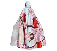 Fgwaauh Red Bird Branch Blossom - Mantello unisex con cappuccio, a lunghezza intera, per Halloween, cosplay, accappatoio con cappuccio