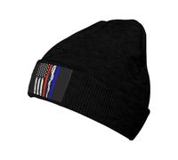 Fgwaauh Red Stripe Firefighter USA Flag Winter Beanie Cappelli lavorati a maglia per uomo donna Beanie Caldo Calda Calda Cappello Morbido Caldo Sci Cappelli Unisex, Nero , Taglia unica