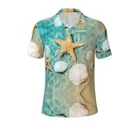 Fgwaauh Sea Shell Starfish - Polo da uomo a maniche corte con colletto, Nero , L