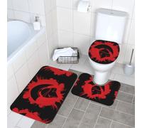 Fgwaauh Set di 3 tappeti da bagno a forma di U con casco Spartan Warrior, tappetino e copriwater