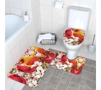 Fgwaauh Set di 3 tappeti da bagno a forma di U con disegno di uccellini rossi