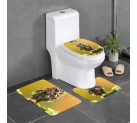 Fgwaauh Set di 3 tappetini da bagno a forma di gufo su legno, antiscivolo, morbidi, a forma di U, per bagno, vasca, doccia