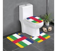 Fgwaauh Set di 3 tappetini da bagno con bandiera dell'Africa centrale, antiscivolo, morbidi, a forma di U, per bagno, vasca, doccia