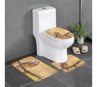 Fgwaauh Set di 3 tappetini da bagno con gufo che si trova sull'albero, antiscivolo, morbidi, a forma di U, per bagno, vasca da bagno, doccia