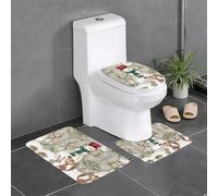 Fgwaauh Set di 3 tappetini da bagno con gufo in piedi su pupazzo di neve, antiscivolo, morbidi, a forma di U, per bagno, vasca, doccia