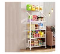 FGXHHS Carrello da Cucina a 4 Ripiani e scaffale espositivo per Verdure - Scaffale Mobile per panetteria con Ruote, Carrello Porta cestini di Frutta, Gancio per Esposizione in Negozi, SUP