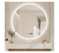FGXHHS Lampada LED Rotonda con Luce, luci Rotonde e antiappannamento, Grande Cerchio retroilluminato + Luce Frontale, 3 Colori dimmerabili/Pannello antiappannamento (B, H50*W50cm/H19.7*W1
