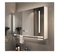 FGXHHS Mobiletto a Specchio da Parete per Bagno, Bagno con Contenitore, Montaggio su mobiletto da Bagno, antiappannamento, mobiletto Moderno, armadietto per medicinali a LED, (L88*A75cm/L