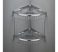 FGXHHS Portaoggetti angolare in Ottone per Doccia, Ideale per Bagno e Cucina, con scolapiatti a Parete per Cosmetici, Shampoo, balsamo e condimenti. Finitura cromata.