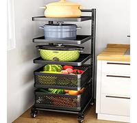 FGXHHS Scaffali da Cucina, scaffali per Verdure da Pavimento, Organizer Multistrato per la casa (Colore: Nero, Dimensioni: 90 cm)