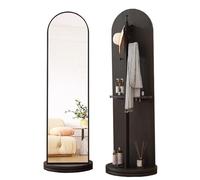 FGXHHS Specchio a Figura Intera con Cornice in Legno, Decorativo e con vano Contenitore, per Bagno, corridoio, Camera da Letto (Nero, 30x166 cm)
