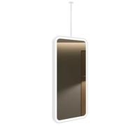 FGXHHS Specchio a Sospensione con luci LED, Cornice in Ferro Bianco, Specchio da Barba e Trucco da soffitto per Soggiorno e Bagno - Personalizzabile